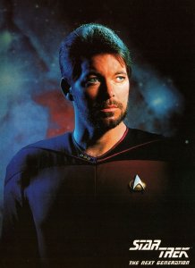 CONTINENTAL SIZE POSTCARD STAR TREK JONATHAN FRAKES AS COMMANDER WILLIAM RIKER