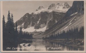 RPPC Postcard Canada Consolation Lake + Mt Bident Banff Canada