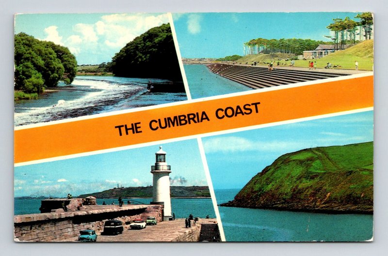 Cumbria Coast Multiview Workington Postcard PM Ambleside Cumbria Cancel WOB Note