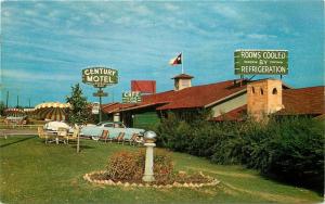 Entrance Century Motel 1950s Fort Worth Texas roadside Stryker postcard 1723