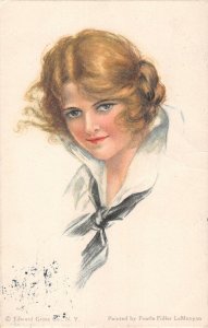 US3228 Teenager Girl Portrait Painting by Pearle Fidler LeMunyan artist signed