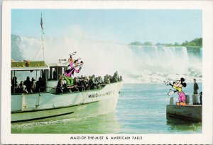 Mickey Mouse Goofy Maid Of The Mist Niagara Falls Ontario ON Unused Postcard G15