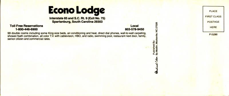 SC - Spartanburg. Econo Lodge (3.5 X 8.25). 