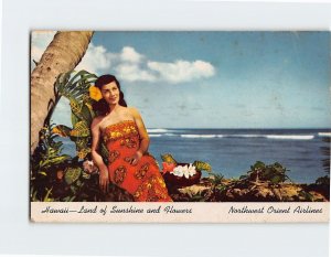 Postcard Land of Sunshine and Flowers, Northwest Orient Airlines, Hawaii