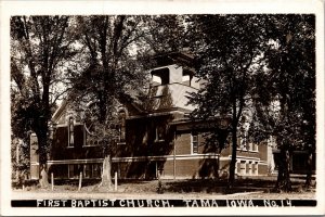 Real Photo Postcard First Baptist Church in Tama, Iowa~134718