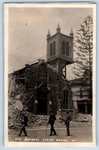Sta. Barbara CA Postcard RPPC Photo Earth Quake Black American Dapper Fashion