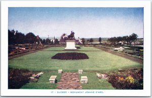 VINTAGE POSTCARD THE JOAN OF ARC MONUMENT AT QUEBEC CITY CANADA 1950s