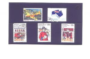 Five Different Used Australia 22 Cent Stamps