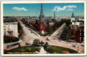 Washington D.C., 1917 Thomas Circle, Highway, Roads, Statue, Buildings, Postcard