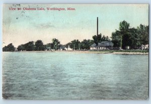 Worthington Minnesota MN Postcard Scenic View On Okabena Lake 1909 Antique Trees