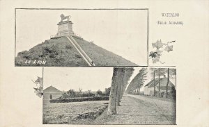 WATERLOO BELGIUM - BELLE ALLIANCE - LE LION~ DOUBLE IMAGE 1900s POSTCARD