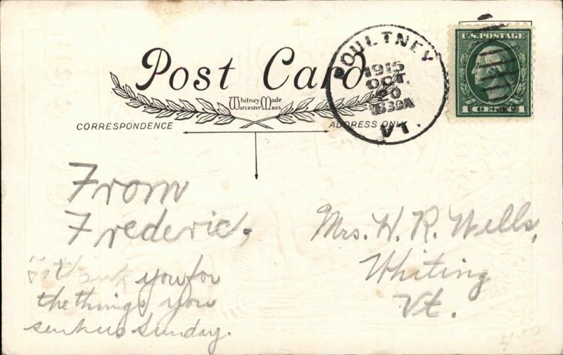 Halloween Witch Black Cat Woods Whitney c1915 EXC COND Postcard