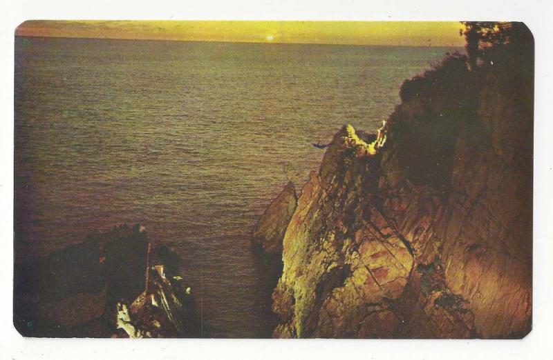 Mexico Acapulco La Quebrada Sunset Diver Cliffs Vtg Postcard