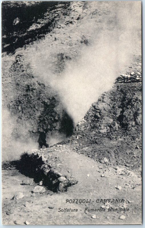 c1920s Pozzuoli, Italy Solfatara Fumarola Volcanic Crater Campania Smoke PC A344