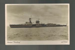 Mint RPPC Kriegsmarine Cruiser Nurnburg WW 2 Germany navy Ship Postcard