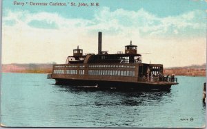 Canada Ferry Governor Carleton St John New Brunswick Vintage Postcard C056