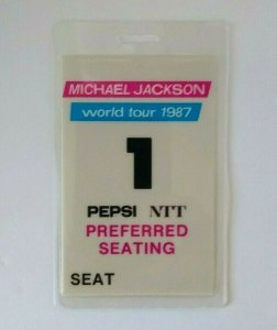 Michael Jackson Bad Preferred Seat # 1 Backstage Pass Original 1987 Concert Tour