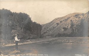 J24/ Eagle River Colorado RPPC Postcard c1910 Trout Fly Fishing Man 311