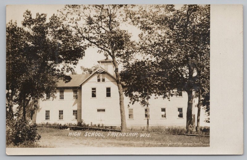 Friendship Wisconsin~Backside of High School~Alice Has no Headache~1908 RPPC