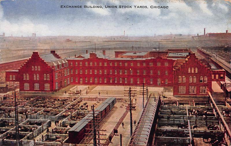 Exchange Building, Union Stock Yards, Chicago, Illinois, Early Postcard, Used