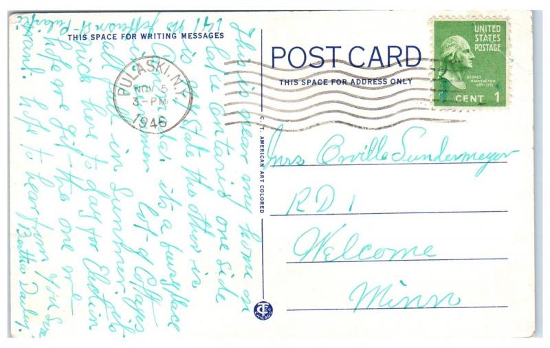 1946 Road to the Sea, Old Lighthouse, Selkirk, Pulaski, NY Postcard