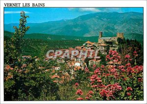 Modern Postcard Vernet les Bains health resort and spa summer and winter