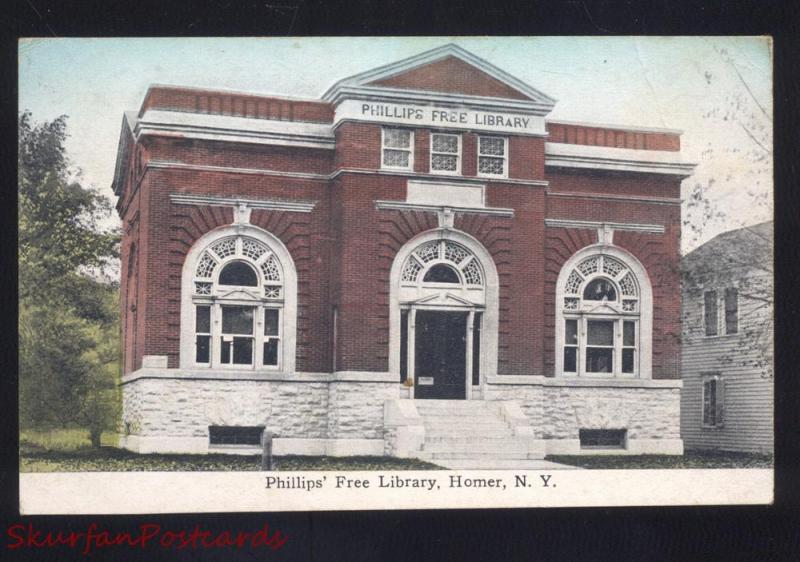 HOMER NEW YORK PHILLIPS FREE LIBRARY BUILDING ANTIQUE 