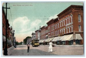1908 Main Street Exterior Building Streetcar Ann Arbor Michigan Vintage Postcard 