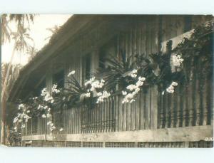 rppc Pre-1949 RAILING DECORATED WITH FLOWERS AC7922