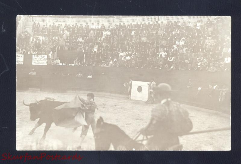 RPPC MATAMOROS MEXICO BULLFIGHT STADIUM ARENA 1913 OLD REAL PHOTO POSTCARD