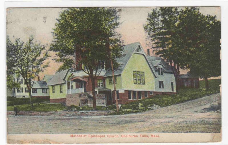 Methodist Episcopal Church Shelburne Falls Massachusetts 1917 postcard