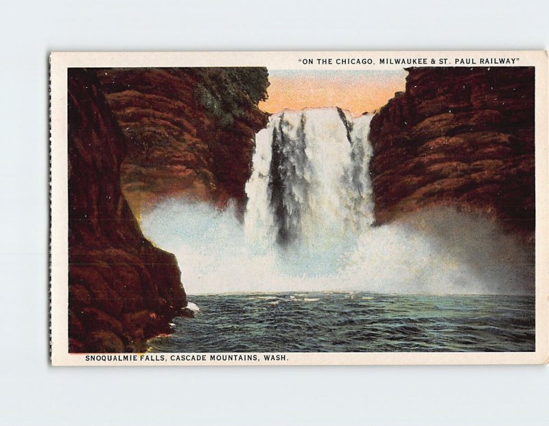 Postcard On The Chicago Milwaukee & St. Paul Railway Snoqualmie Falls WA USA