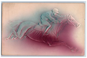 1911 Horse Racing Jockey Airbrushed Embossed Louisville Kentucky KY Postcard 