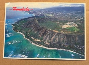 1987 USED POSTCARD - DIAMOND HEAD CRATER & AIR TRAFFIC CONTROL, HONOLULU, HAWAII