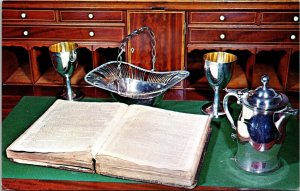 Silver Communion Service Pulpit Bible Midway Church Museum Savannah GA Postcard  