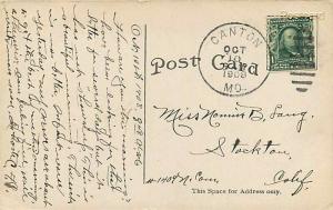 MO, Canton, Missouri, Christian Church, Postmark 1908