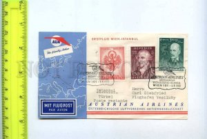 254896 AUSTRIA AUA Airlines Wien Istanbul Turkey First flight 1960 postmark