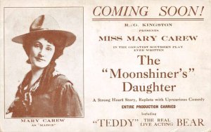 Mary Carew Moonshiner's Daughter Silent Film Ad Actress Vintage Postcard AA69363