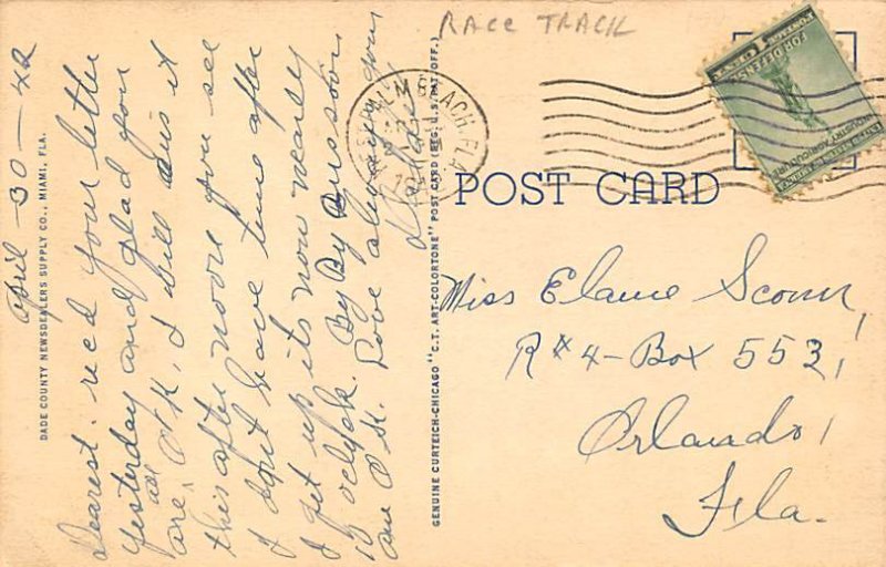 Hialeah Park Race Course - Miami , Florida FL Postcard