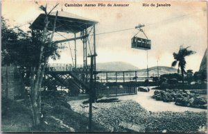 Brazil Caminho Aereo Pao de Acucar Rio De Janeiro Vintage Postcard C061