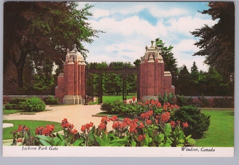 Jackson Park Gate, Windsor, Ontario, Chrome Postcard