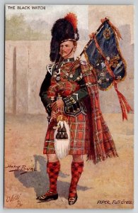 British Army Black Watch Piper Full Dress Harry Payne Tuck Oilette Postcard X24