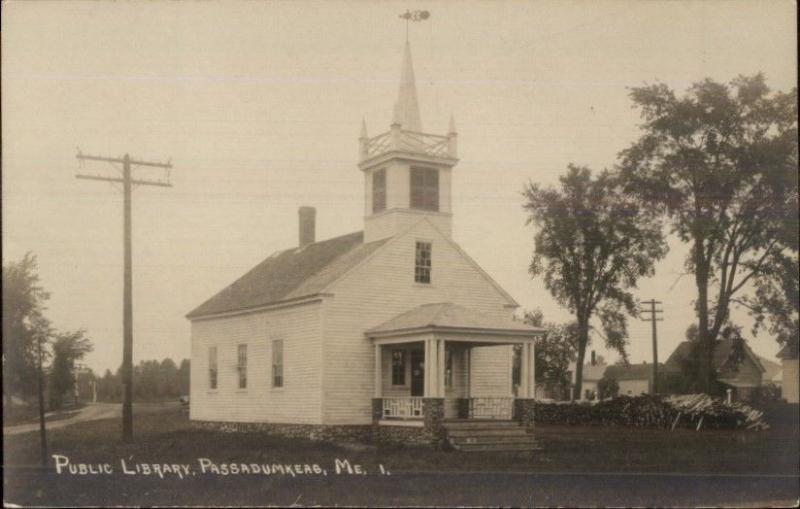 Passadumkeag ME Library c1910 Real Photo Postcard