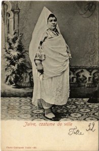 PC CPA TUNISIA jewish types woman costume de ville JUDAICA (a15809)