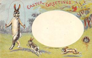 Rabbits Easter Greetings, Hold to light are Sheep Hold to Light Unused 