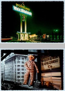 2 Postcards MOVIELAND WAX MUSEUM, Buena Park CA ~ Night Neon HAROLD LLOYD 4x6