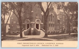 Lawrence Kansas Postcard First Presbyterian Church Chapel Exterior c1940 Vintage