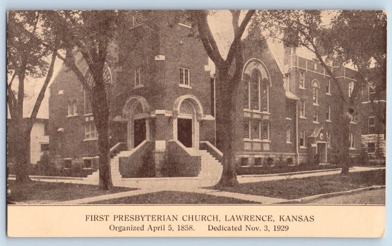 Lawrence Kansas Postcard First Presbyterian Church Chapel Exterior c1940 Vintage