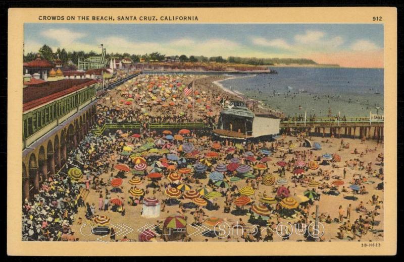 Crowds on the beach, Santa Cruz, California