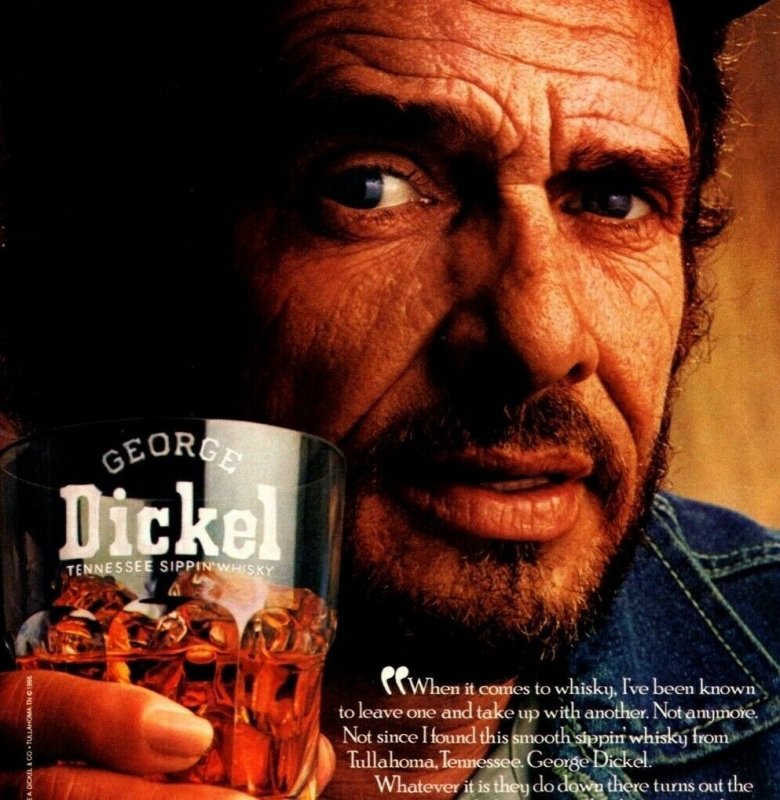 1988 Merle Haggard George Dickle Print Ad 